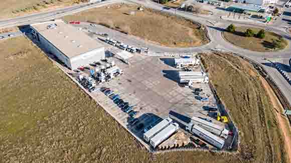 Aerial view of large distribution center