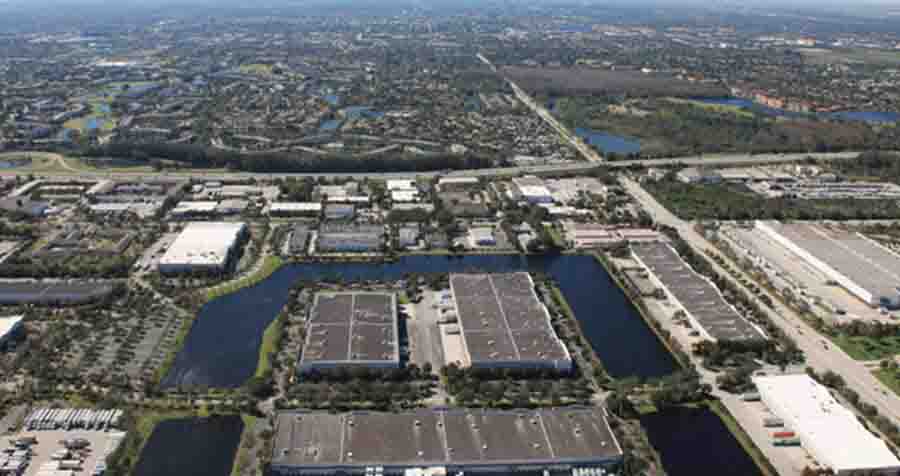 Aerial of Pompano Business Park in Southern Florida