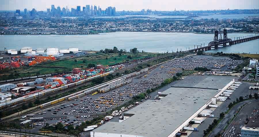 NJ distribution center across river from NYC skyline