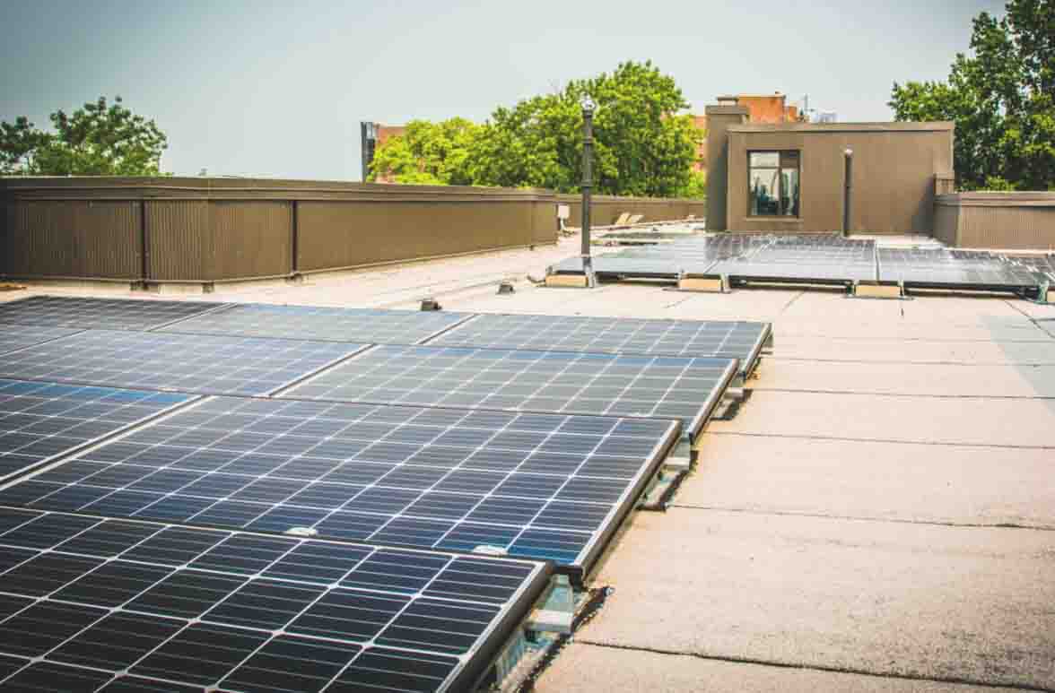 Solar panels on a rooftop