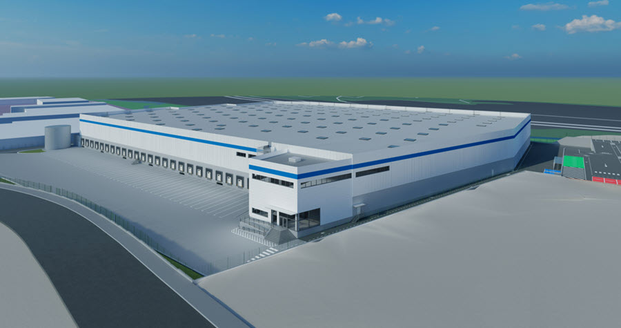 Rendering of a new distribution center to be built