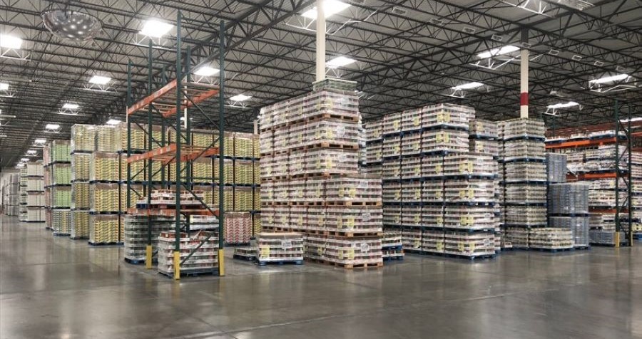 Interior of logistics warehouse