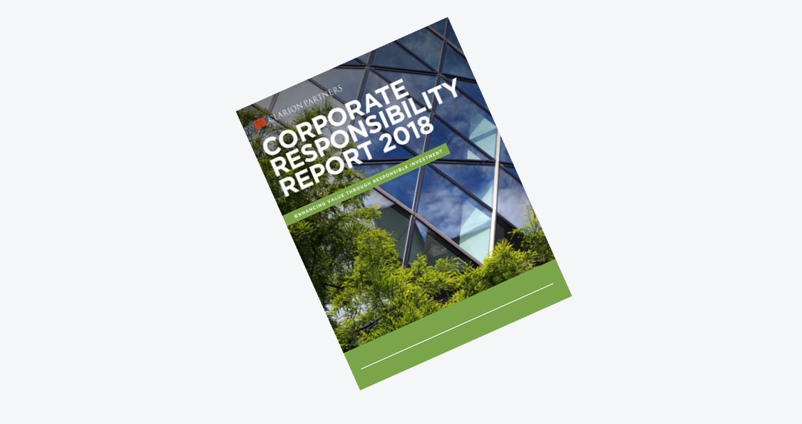 Annual Report featuring building and greenery