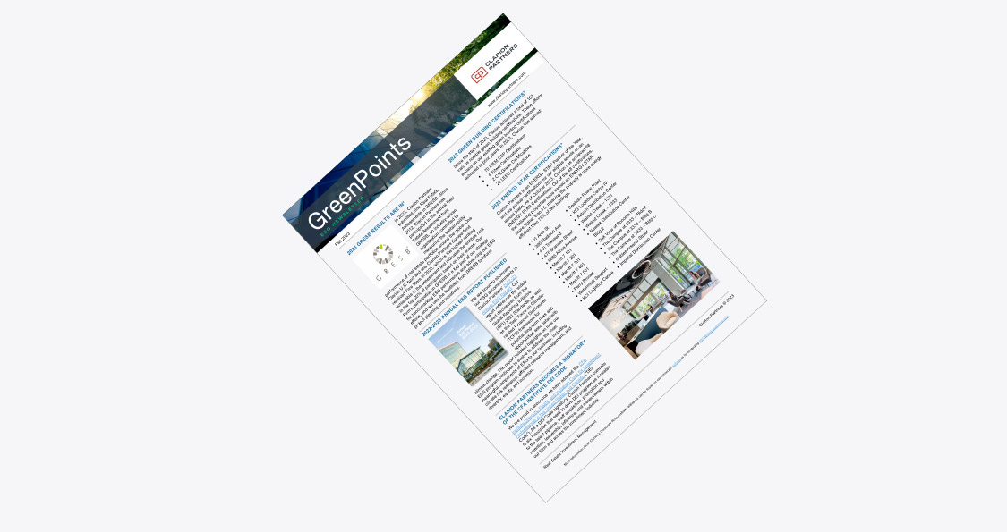 2023 Fall Clarion GreenPoints ESG Newsletter Cover