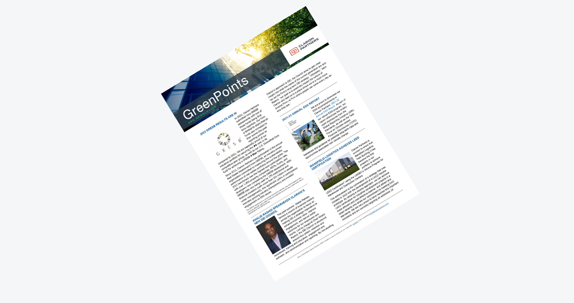 Clarion Partners GreenPoints ESG Fall Newsletter 2022 Cover