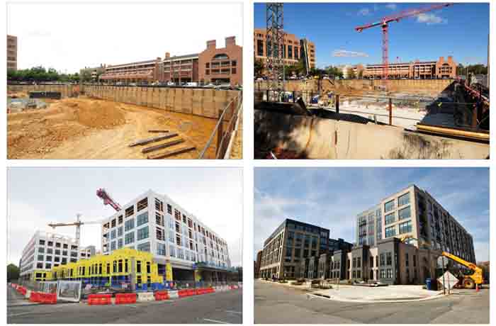 Construction images showcasing gradually rising building