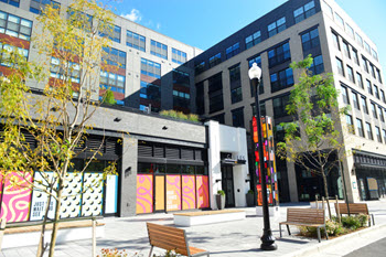 Exterior of apartment building entrance