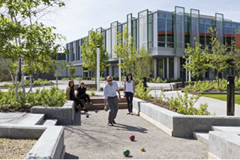 Bocce ball court outside of LINX building