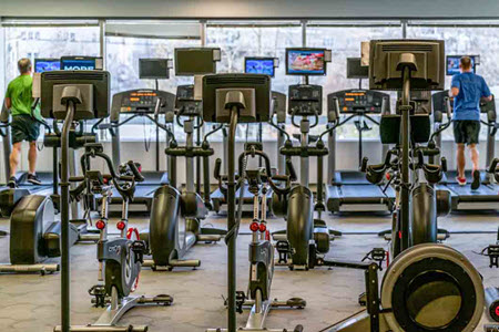 Excercise equipment in state of the art fitness center