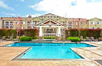 apartment building with swimming pool