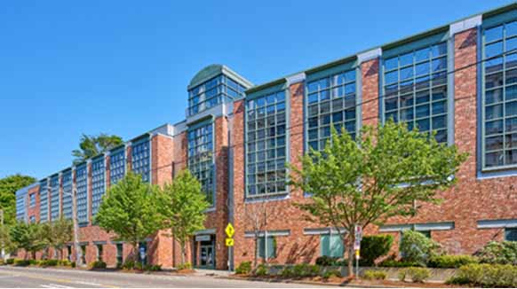 Three-story brick building